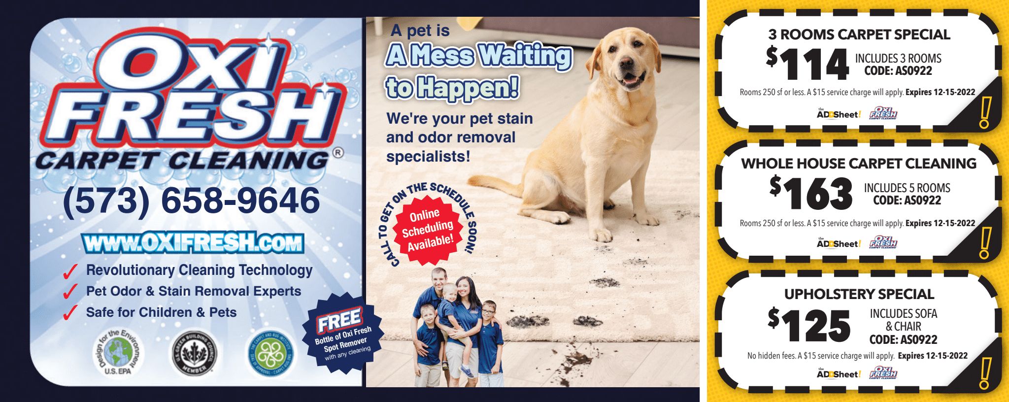 OXI FRESH CARPET CLEANING coupons thru 12/15/22 The Add Sheet!